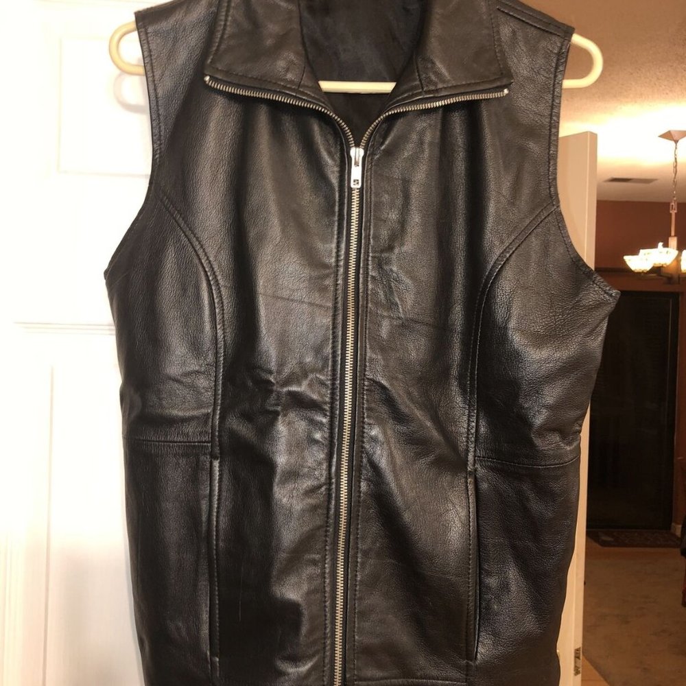 Kim Rogers Black Leather Vest Top